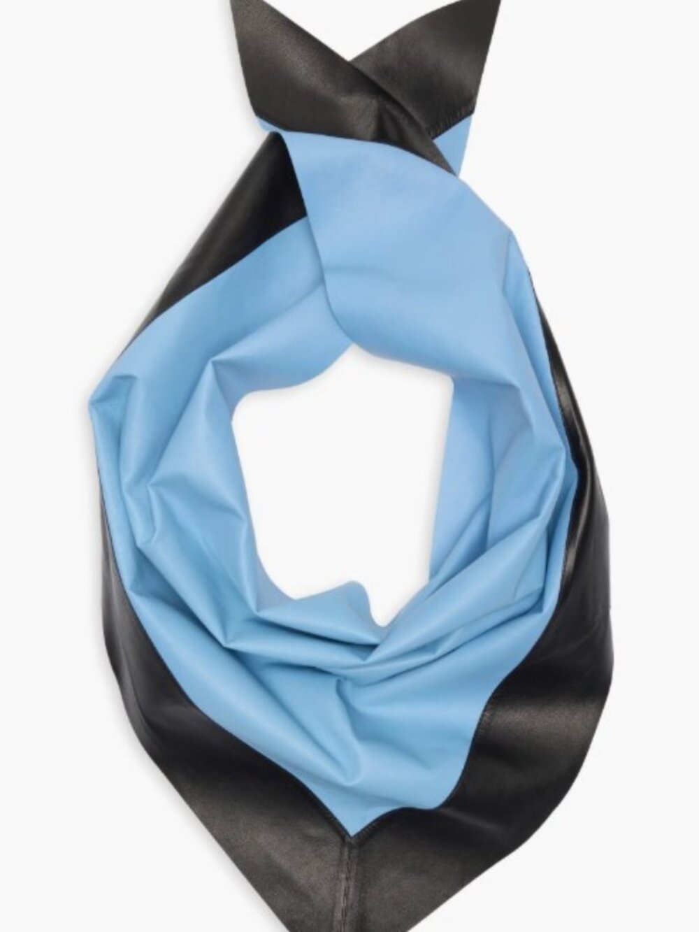 GUCCI TRIGON SELEA LEATHER SQUARE NECK SCARF - NWT! Creamy Scarf - Blue/Black